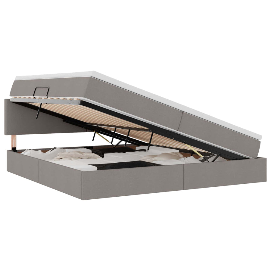 Opbergbed met matras met matras Taupe 200 x 200 cm Bewerkt hout