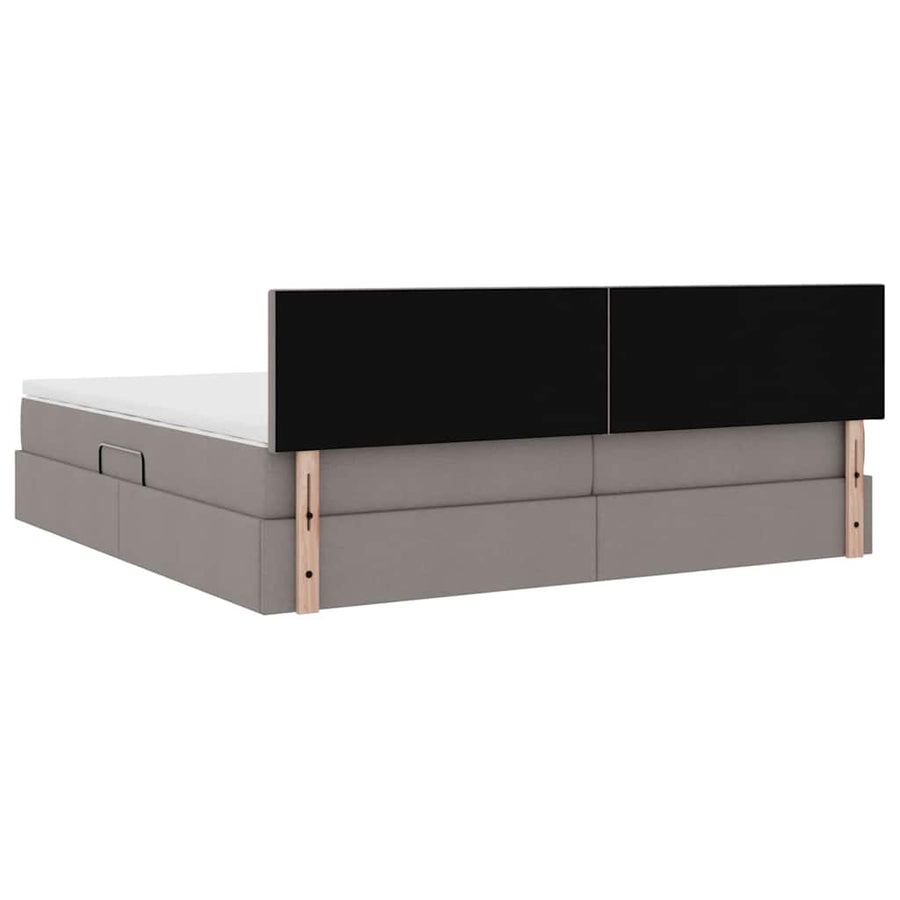 Opbergbed met matras met matras Taupe 200 x 200 cm Bewerkt hout
