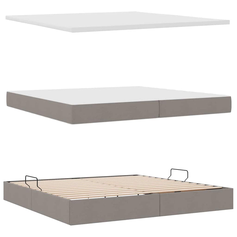 Opbergbed met matras met matras Taupe 200 x 200 cm Bewerkt hout