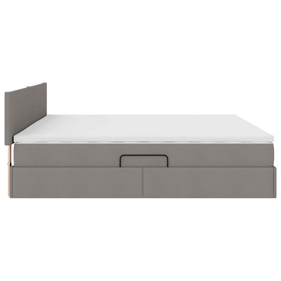 Opbergbed met matras met matras Taupe 200 x 200 cm Bewerkt hout