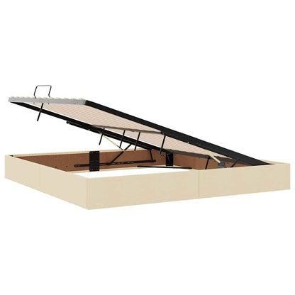 Opbergbed met matras met matras Crème 200 x 200 cm Bewerkt hout