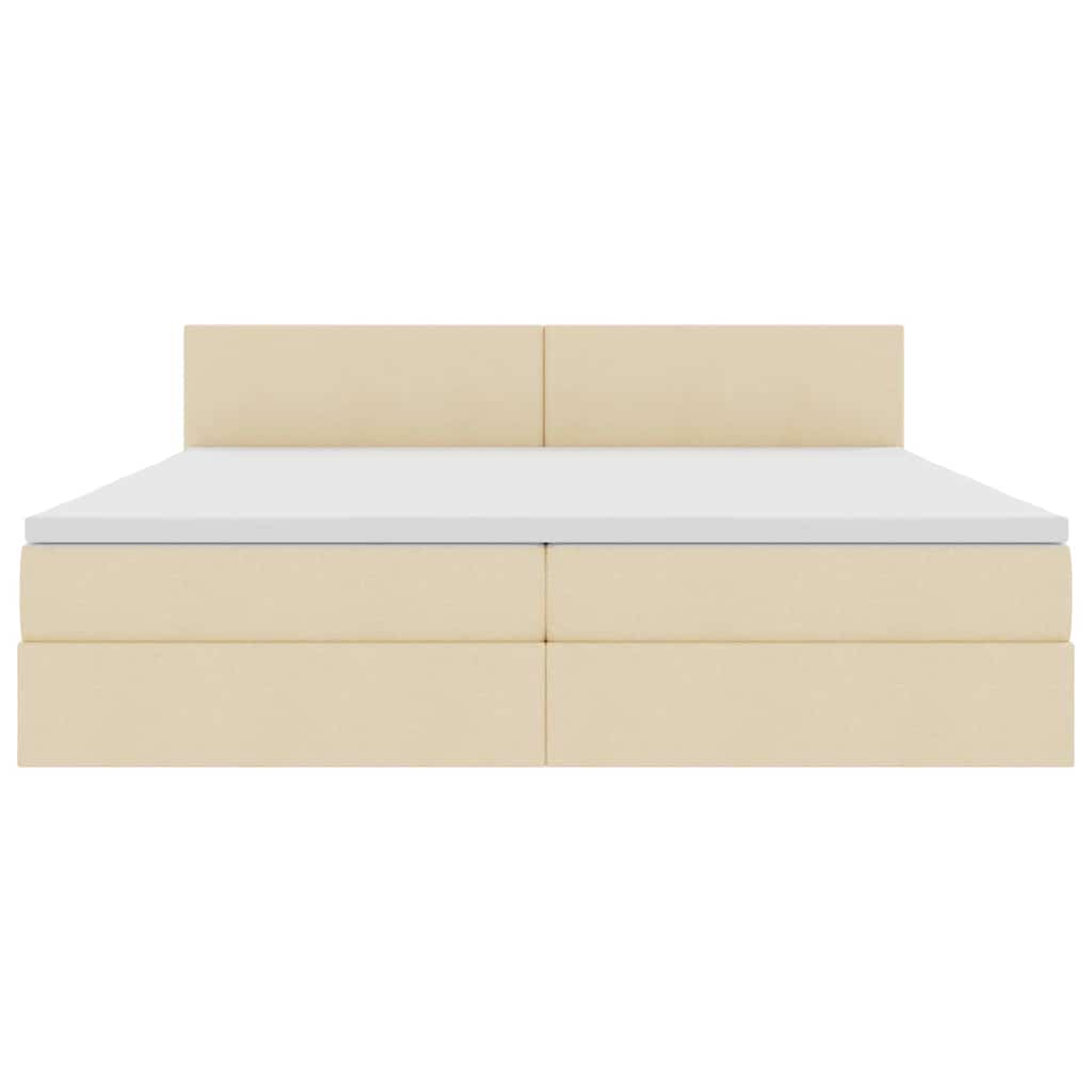 Opbergbed met matras met matras Crème 200 x 200 cm Bewerkt hout