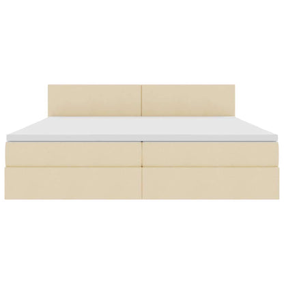 Opbergbed met matras met matras Crème 200 x 200 cm Bewerkt hout