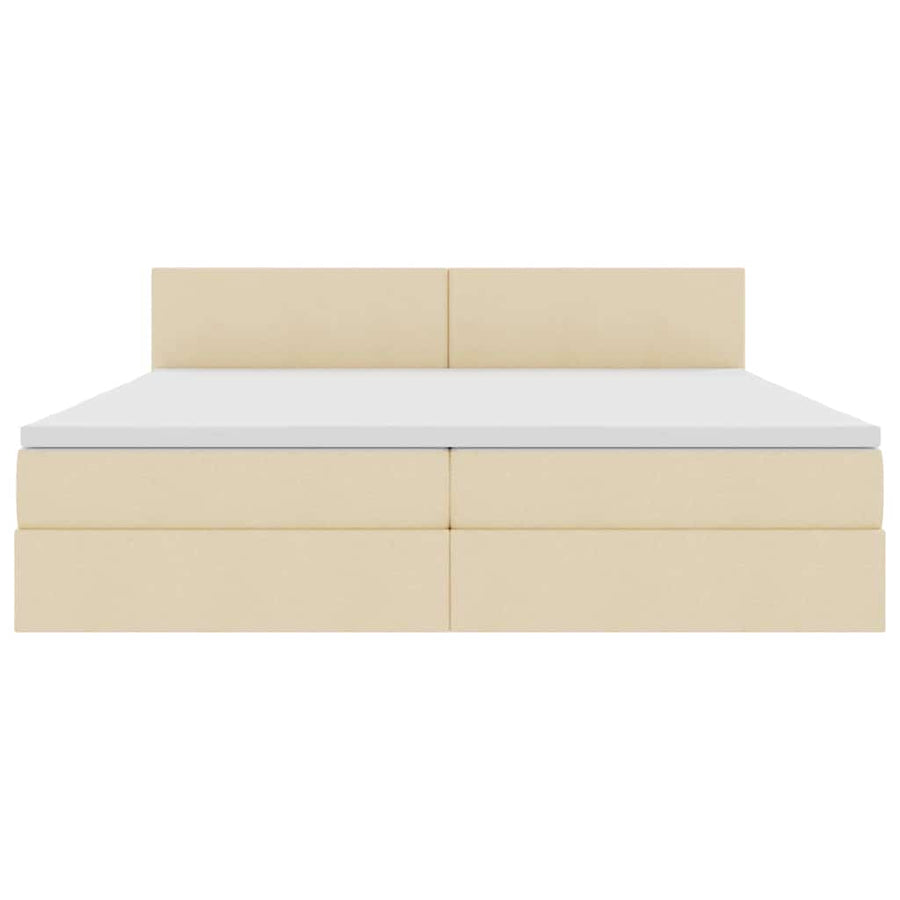Opbergbed met matras met matras Crème 200 x 200 cm Bewerkt hout