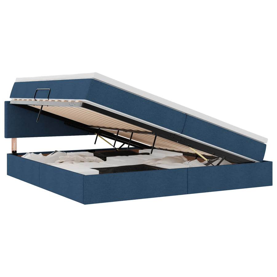 Opbergbed met matras met matras Blauw 200 x 200 cm Bewerkt hout