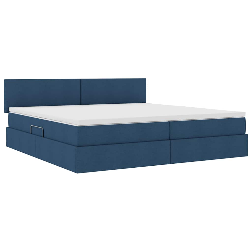 Opbergbed met matras met matras Blauw 200 x 200 cm Bewerkt hout