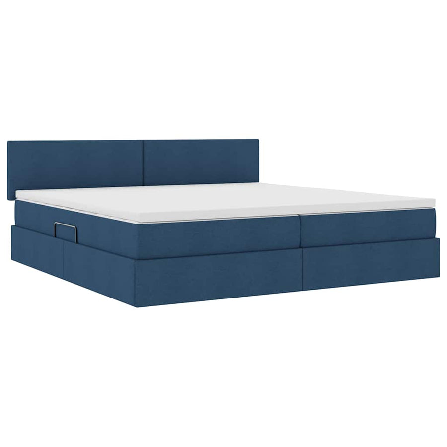 Opbergbed met matras met matras Blauw 200 x 200 cm Bewerkt hout