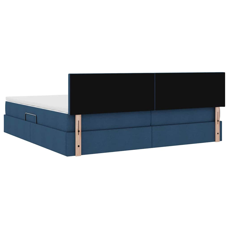 Opbergbed met matras met matras Blauw 200 x 200 cm Bewerkt hout