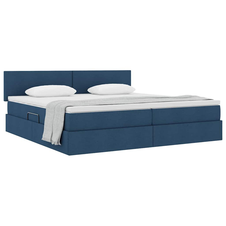 Opbergbed met matras met matras Blauw 200 x 200 cm Bewerkt hout