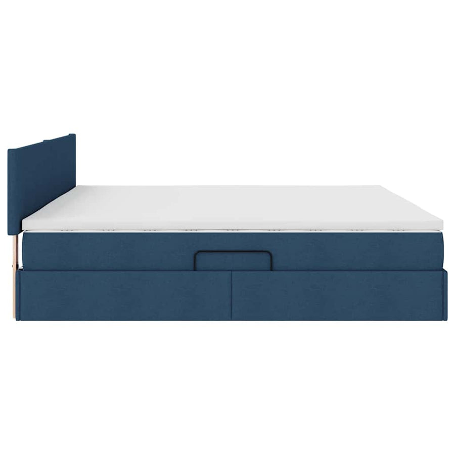 Opbergbed met matras met matras Blauw 200 x 200 cm Bewerkt hout