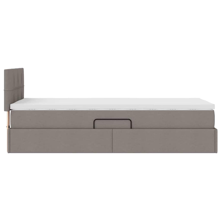Opbergbed met matras met matras Taupe 90 x 190 cm Bewerkt hout