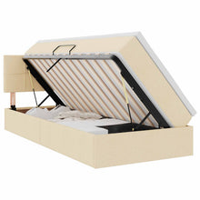 Opbergbed met matras met matras Crème 90 x 190 cm Bewerkt hout