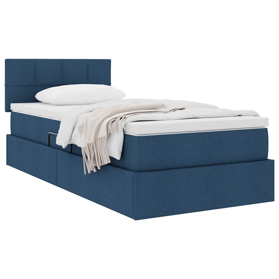 Opbergbed met matras met matras Blauw 90 x 190 cm Bewerkt hout