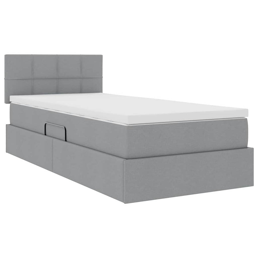Opbergbed met matras Lichtgrijs 90 x 200 cm Bewerkt hout
