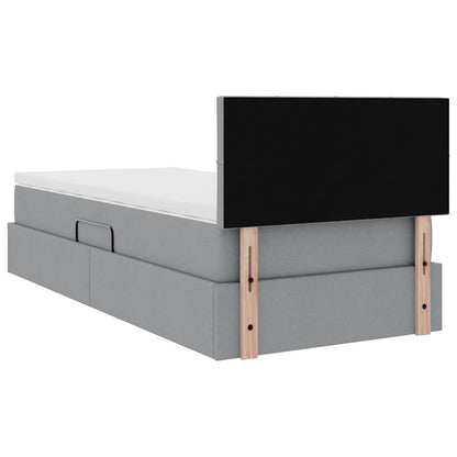 Opbergbed met matras Lichtgrijs 90 x 200 cm Bewerkt hout