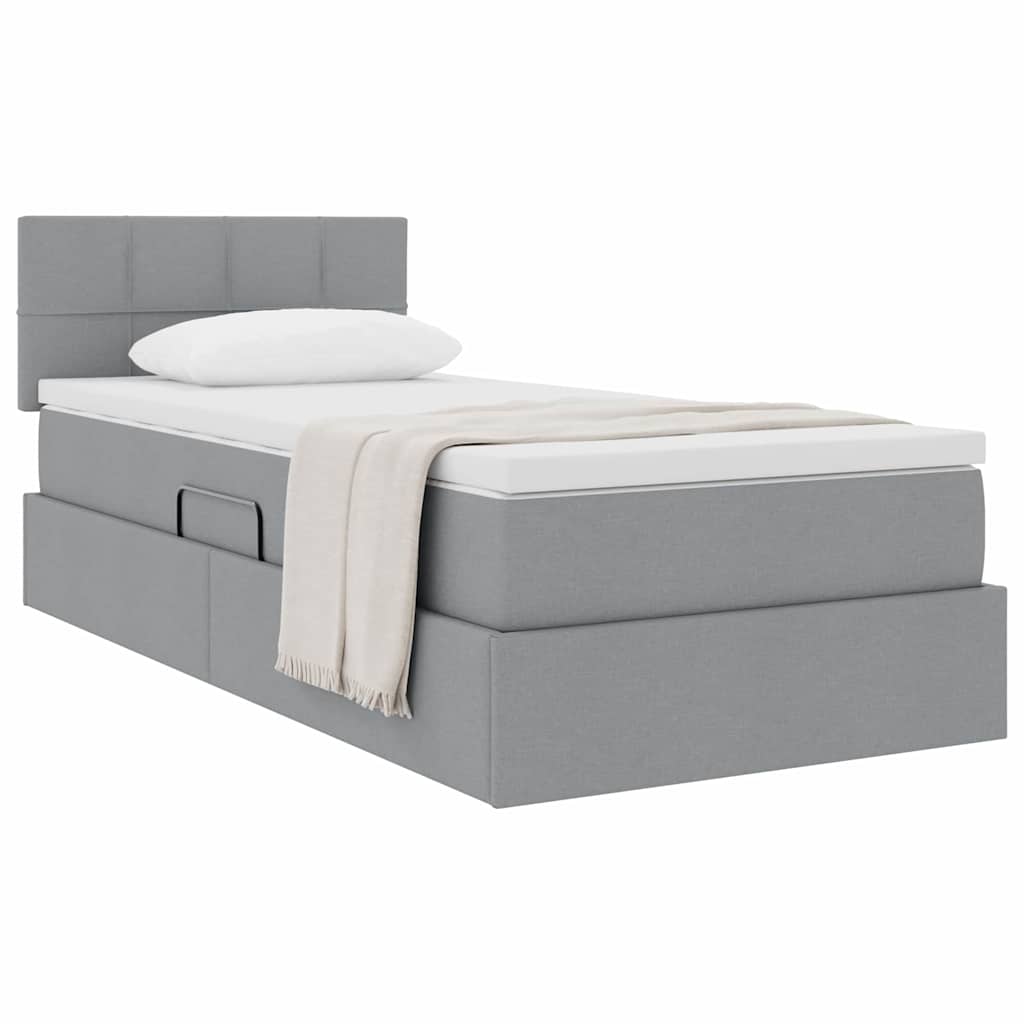 Opbergbed met matras Lichtgrijs 90 x 200 cm Bewerkt hout