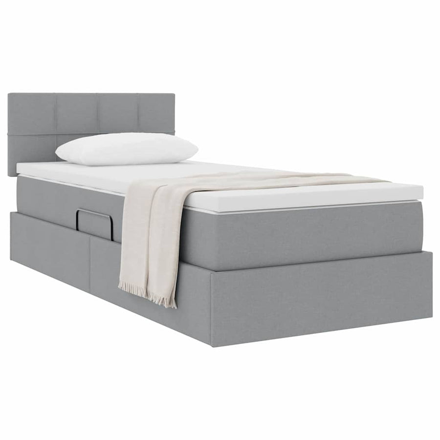 Opbergbed met matras Lichtgrijs 90 x 200 cm Bewerkt hout