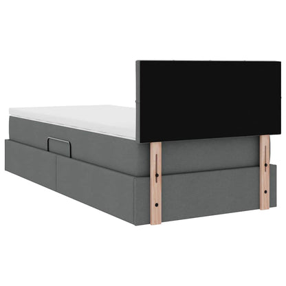 Opbergbed met matras Donkergrijs 90 x 200 cm Bewerkt hout