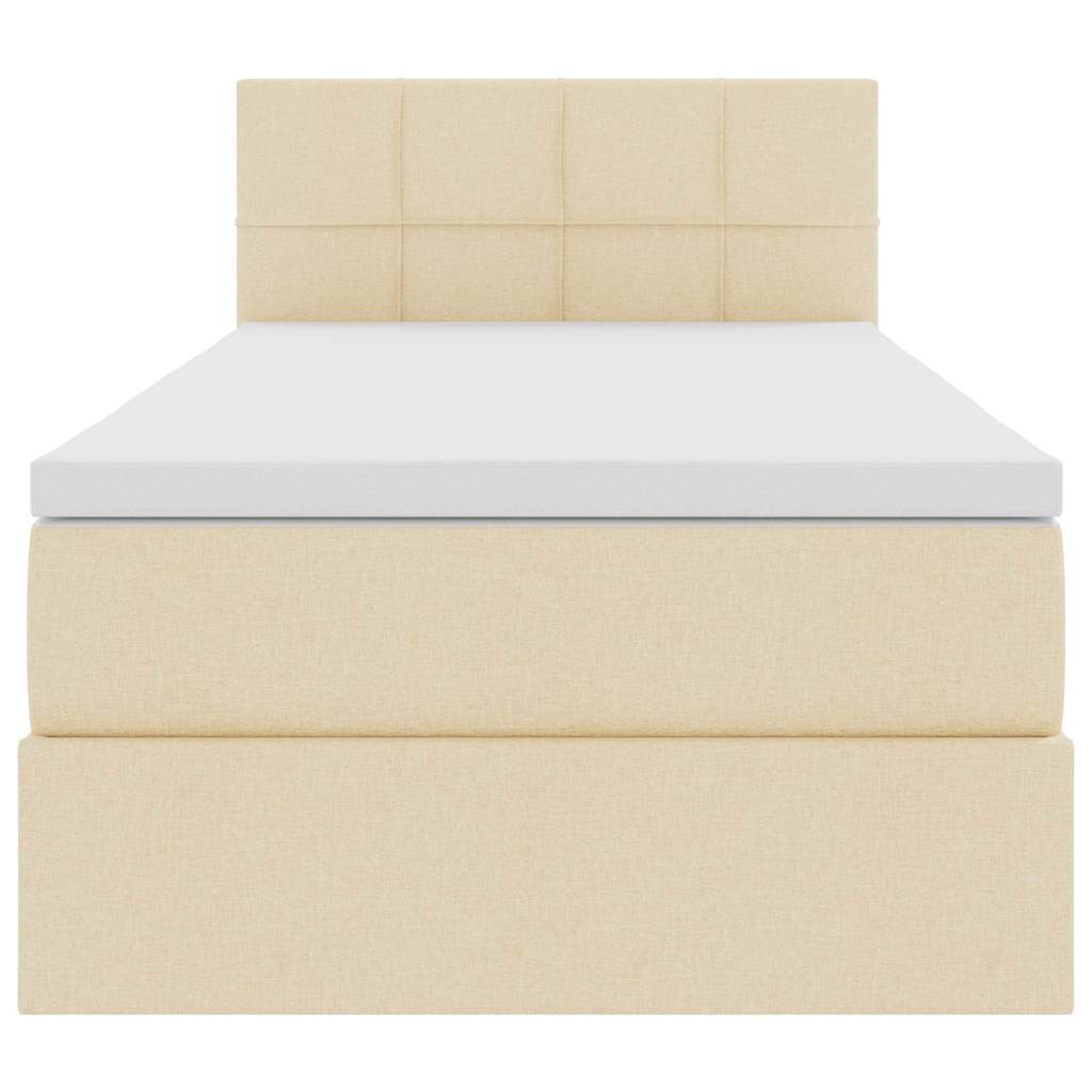 Opbergbed met matras met matras Crème 90 x 200 cm Bewerkt hout