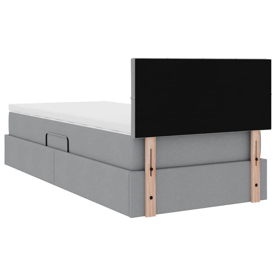 Opbergbed met matras Lichtgrijs 100 x 200 cm Bewerkt hout