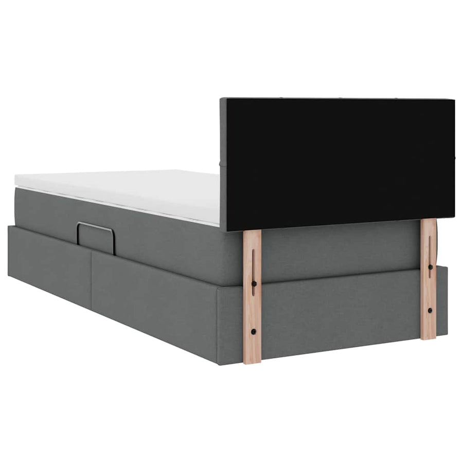 Opbergbed met matras Donkergrijs 100 x 200 cm Bewerkt hout
