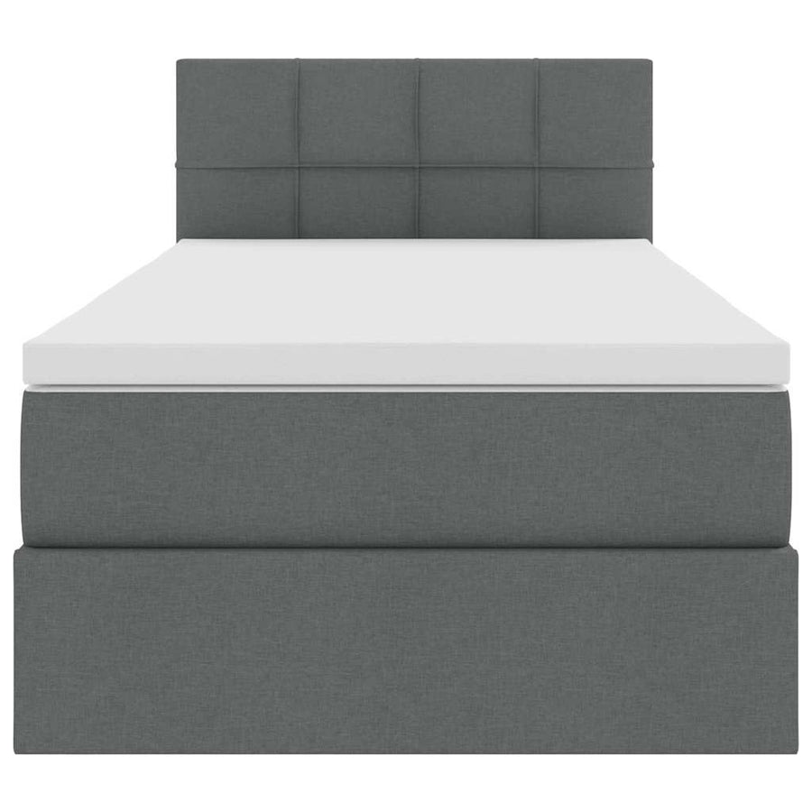 Opbergbed met matras Donkergrijs 100 x 200 cm Bewerkt hout
