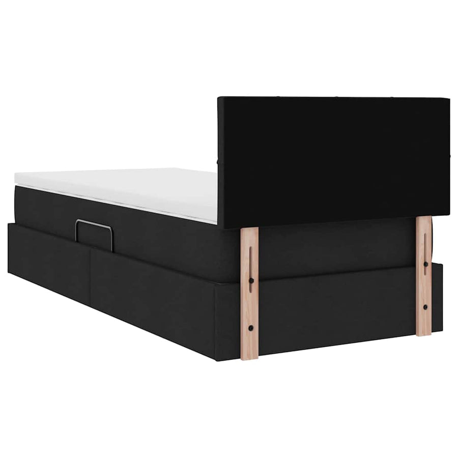 Opbergbed met matras met matras Zwart 100 x 200 cm Bewerkt hout