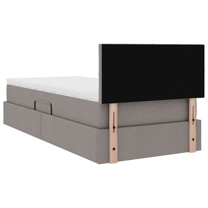 Opbergbed met matras met matras Taupe 100 x 200 cm Bewerkt hout