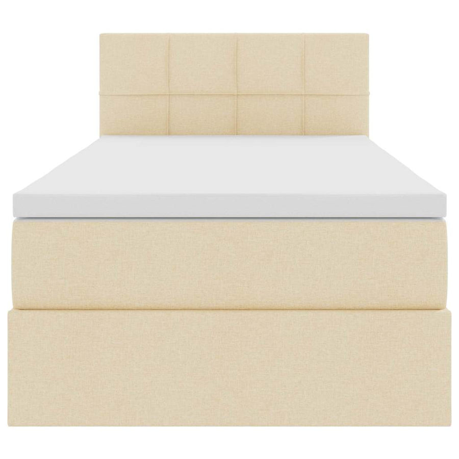 Opbergbed met matras met matras Crème 100 x 200 cm Bewerkt hout