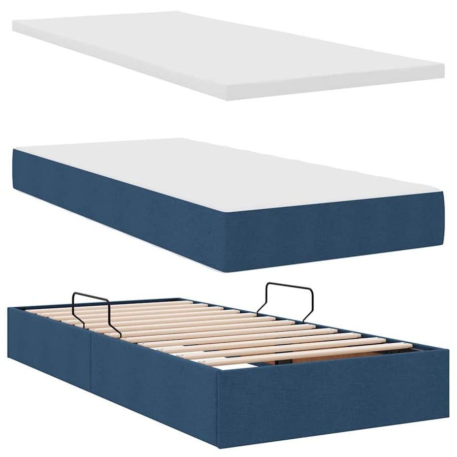 Opbergbed met matras met matras Blauw 100 x 200 cm Bewerkt hout