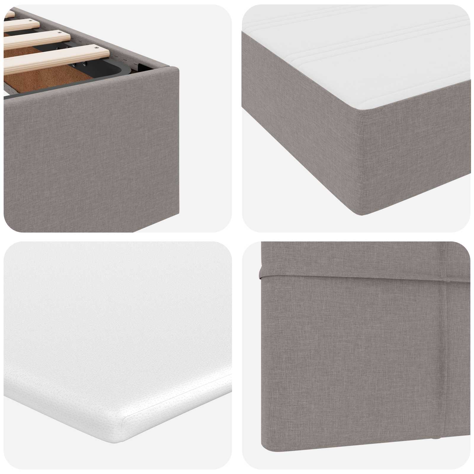 Opbergbed met matras met matras Taupe 120 x 190 cm Bewerkt hout