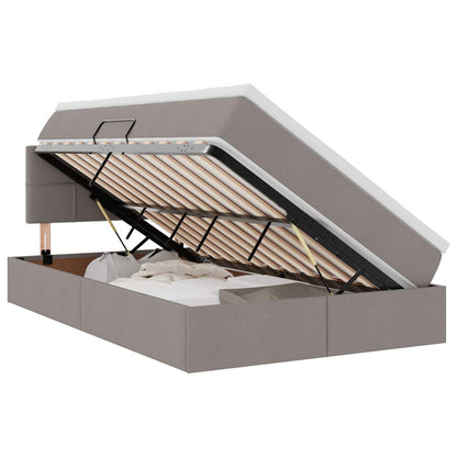 Opbergbed met matras met matras Taupe 120 x 190 cm Bewerkt hout