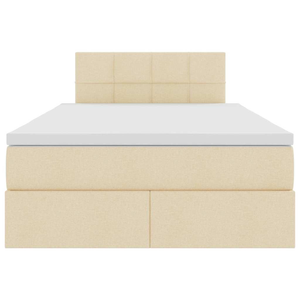 Opbergbed met matras met matras Crème 120 x 190 cm Bewerkt hout