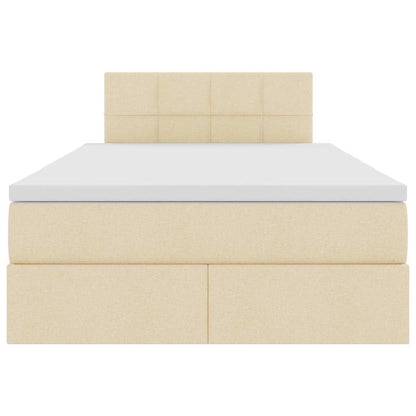 Opbergbed met matras met matras Crème 120 x 190 cm Bewerkt hout