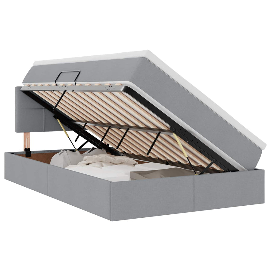 Opbergbed met matras Lichtgrijs 120 x 200 cm Bewerkt hout