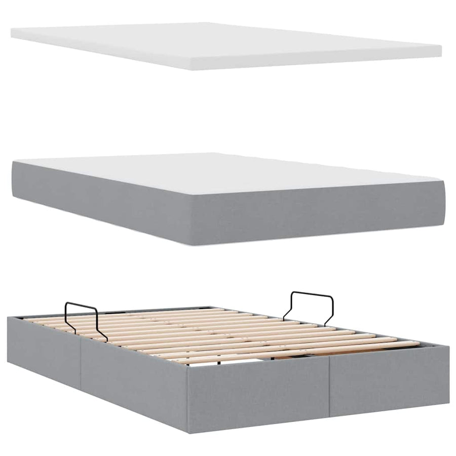 Opbergbed met matras Lichtgrijs 120 x 200 cm Bewerkt hout