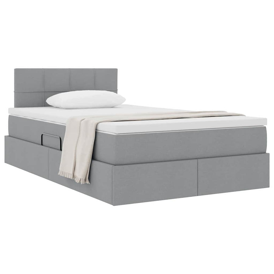 Opbergbed met matras Lichtgrijs 120 x 200 cm Bewerkt hout