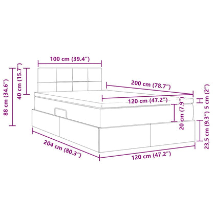 Opbergbed met matras Donkergrijs 120 x 200 cm Bewerkt hout