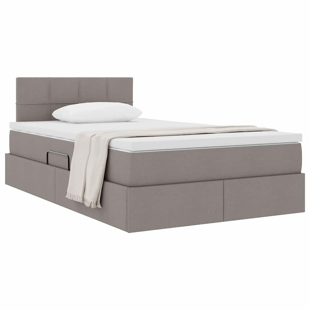 Opbergbed met matras met matras Taupe 120 x 200 cm Bewerkt hout