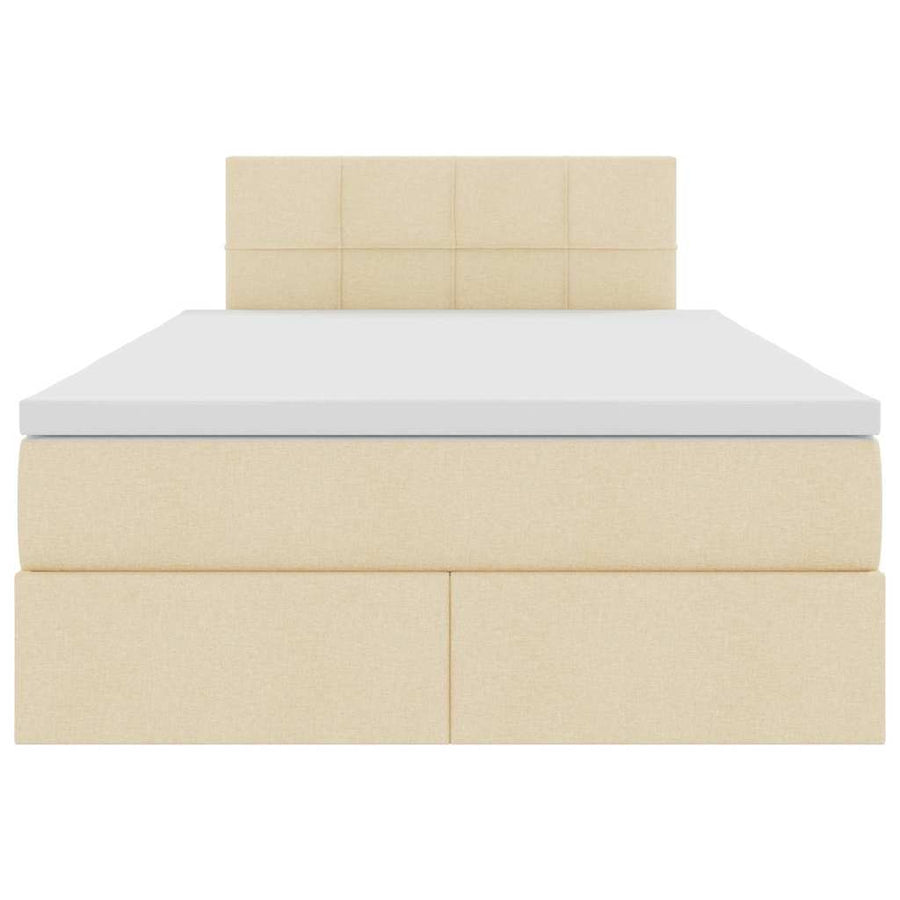 Opbergbed met matras met matras Crème 120 x 200 cm Bewerkt hout