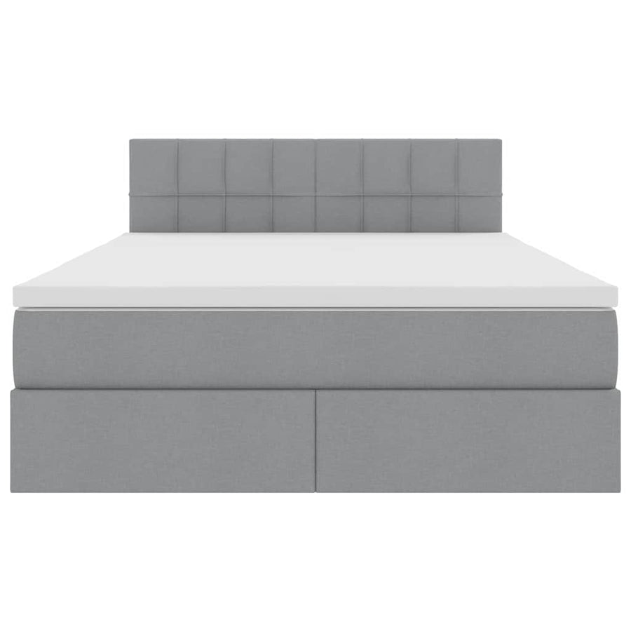 Opbergbed met matras Lichtgrijs 140 x 190 cm Bewerkt hout