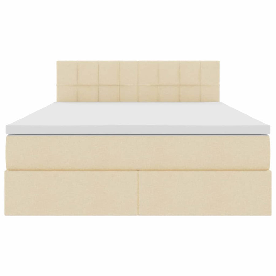 Opbergbed met matras met matras Crème 140 x 190 cm Bewerkt hout