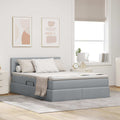 Opbergbed met matras Lichtgrijs 140 x 200 cm Bewerkt hout