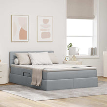 Opbergbed met matras Lichtgrijs 140 x 200 cm Bewerkt hout