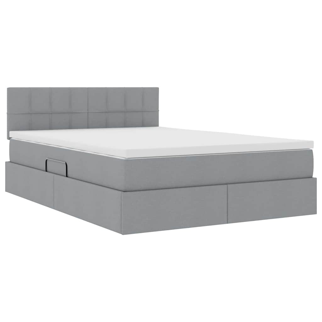 Opbergbed met matras Lichtgrijs 140 x 200 cm Bewerkt hout