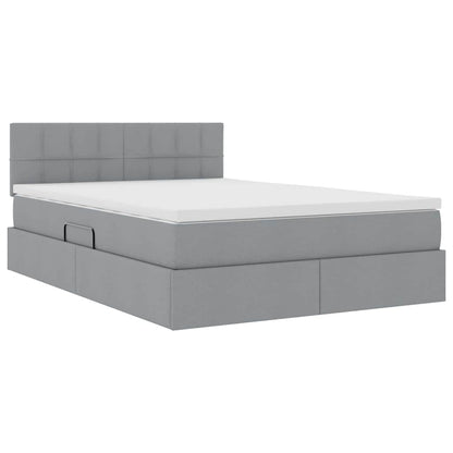 Opbergbed met matras Lichtgrijs 140 x 200 cm Bewerkt hout