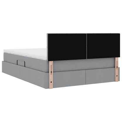 Opbergbed met matras Lichtgrijs 140 x 200 cm Bewerkt hout