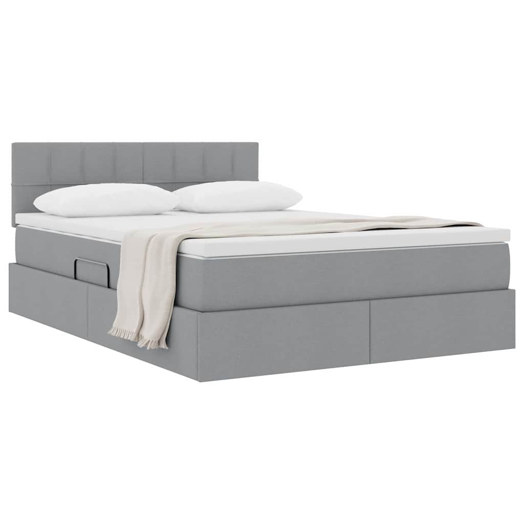 Opbergbed met matras Lichtgrijs 140 x 200 cm Bewerkt hout