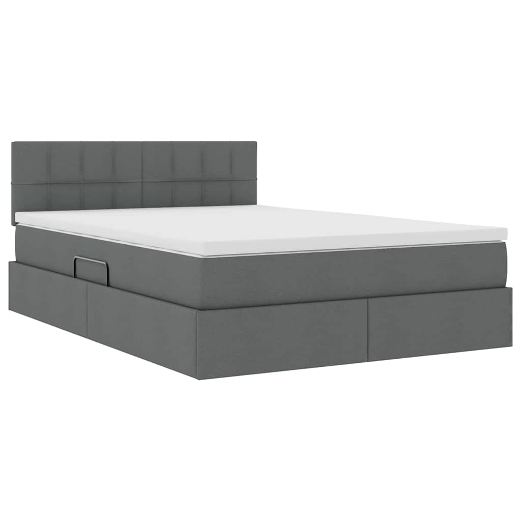 Opbergbed met matras Donkergrijs 140 x 200 cm Bewerkt hout