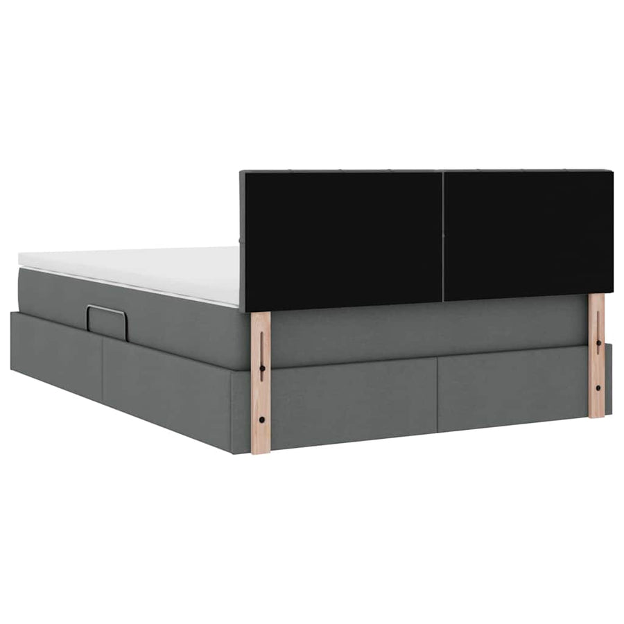 Opbergbed met matras Donkergrijs 140 x 200 cm Bewerkt hout